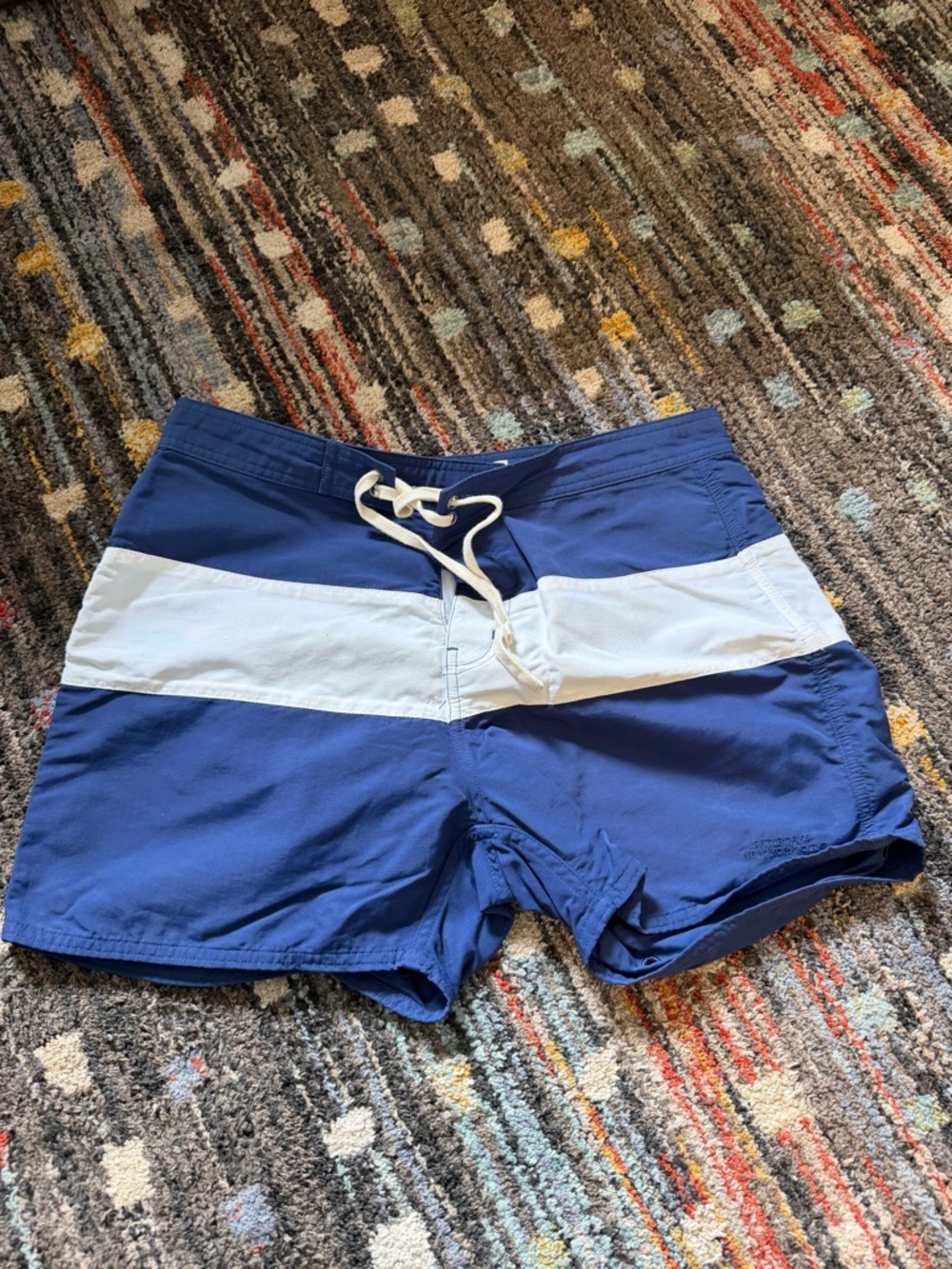 Saturdays New York City Blue and White Stripe Swim Trunks